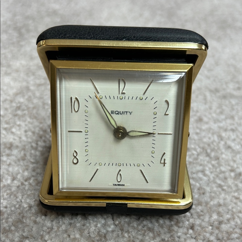 Vintage Equity Wind Up Travel Clock